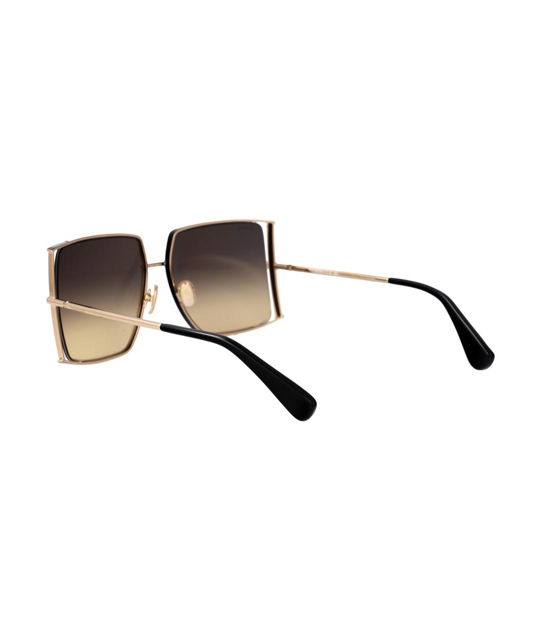 MAX MARA Золотые металлические солнцезащитные очки, фото 4