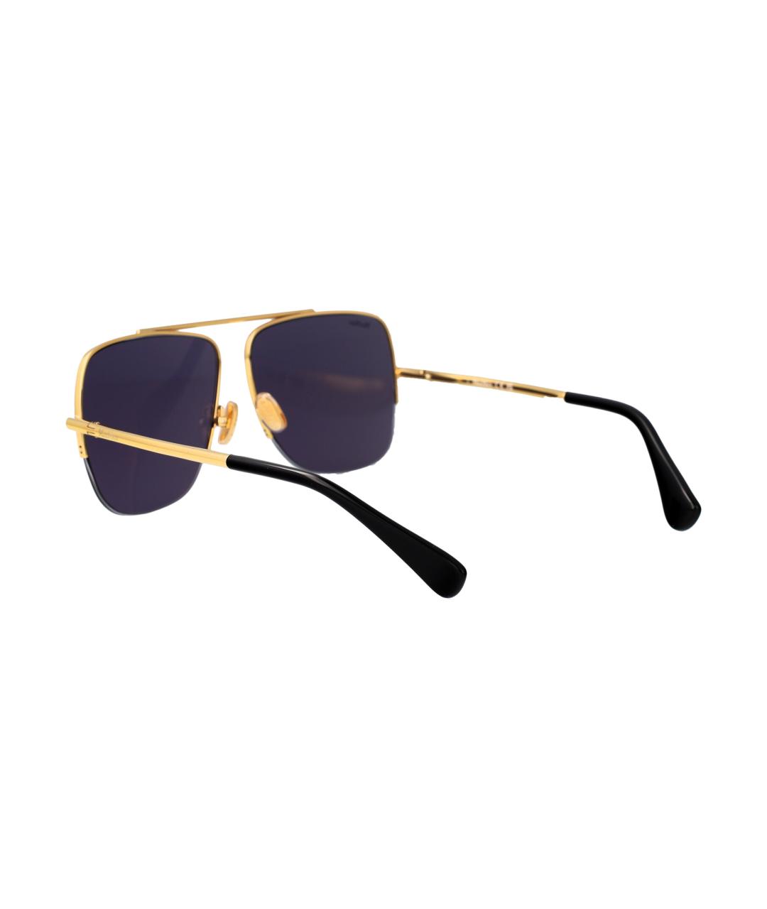 MAX MARA Золотые металлические солнцезащитные очки, фото 4