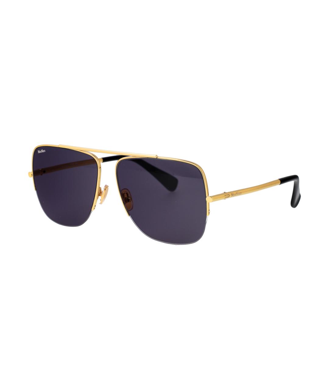 MAX MARA Золотые металлические солнцезащитные очки, фото 2