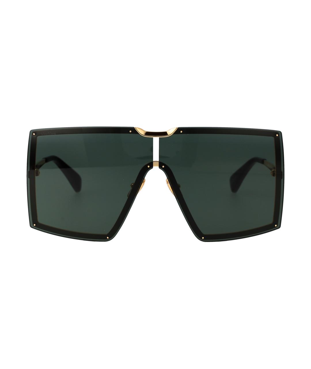 MAX MARA Золотые металлические солнцезащитные очки, фото 1