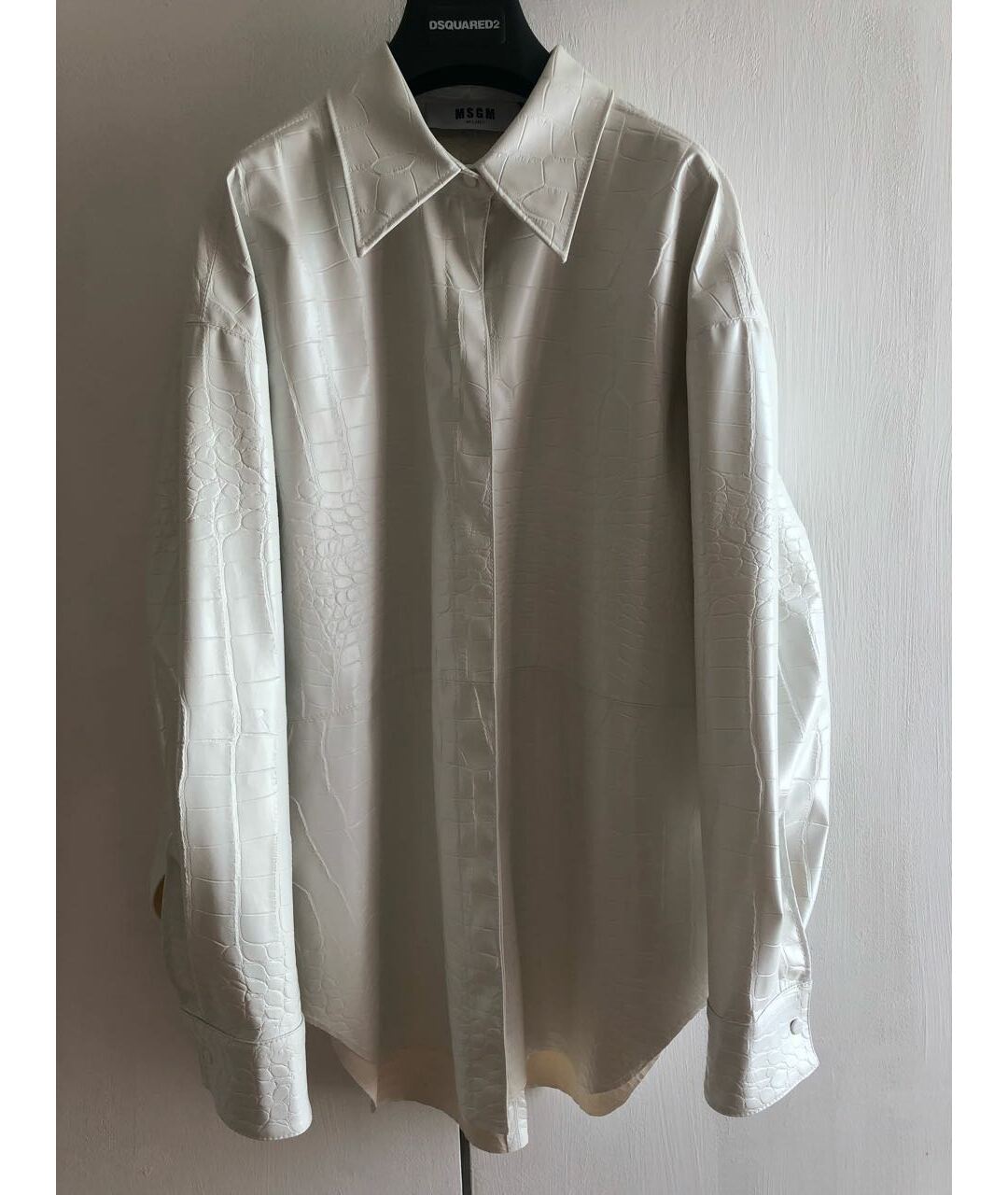 MSGM Белая полиуретановая рубашка, фото 9