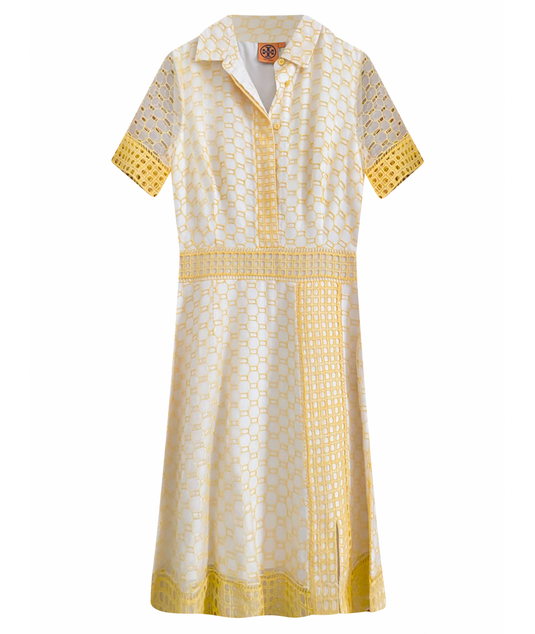 TORY BURCH Желтое шелковое повседневное платье, фото 1