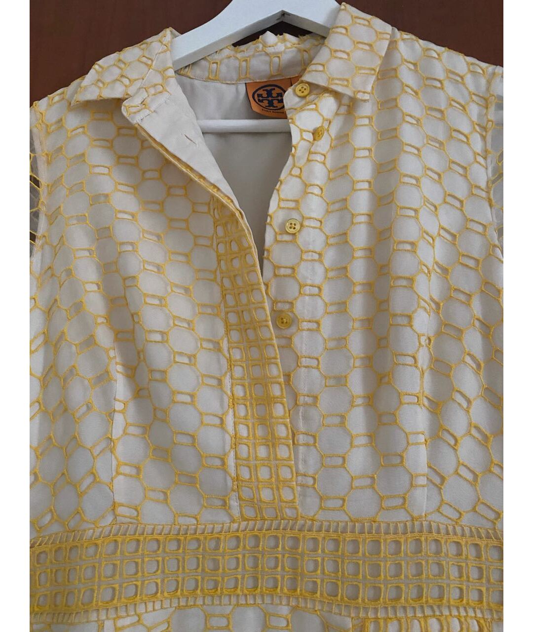 TORY BURCH Желтое шелковое повседневное платье, фото 5