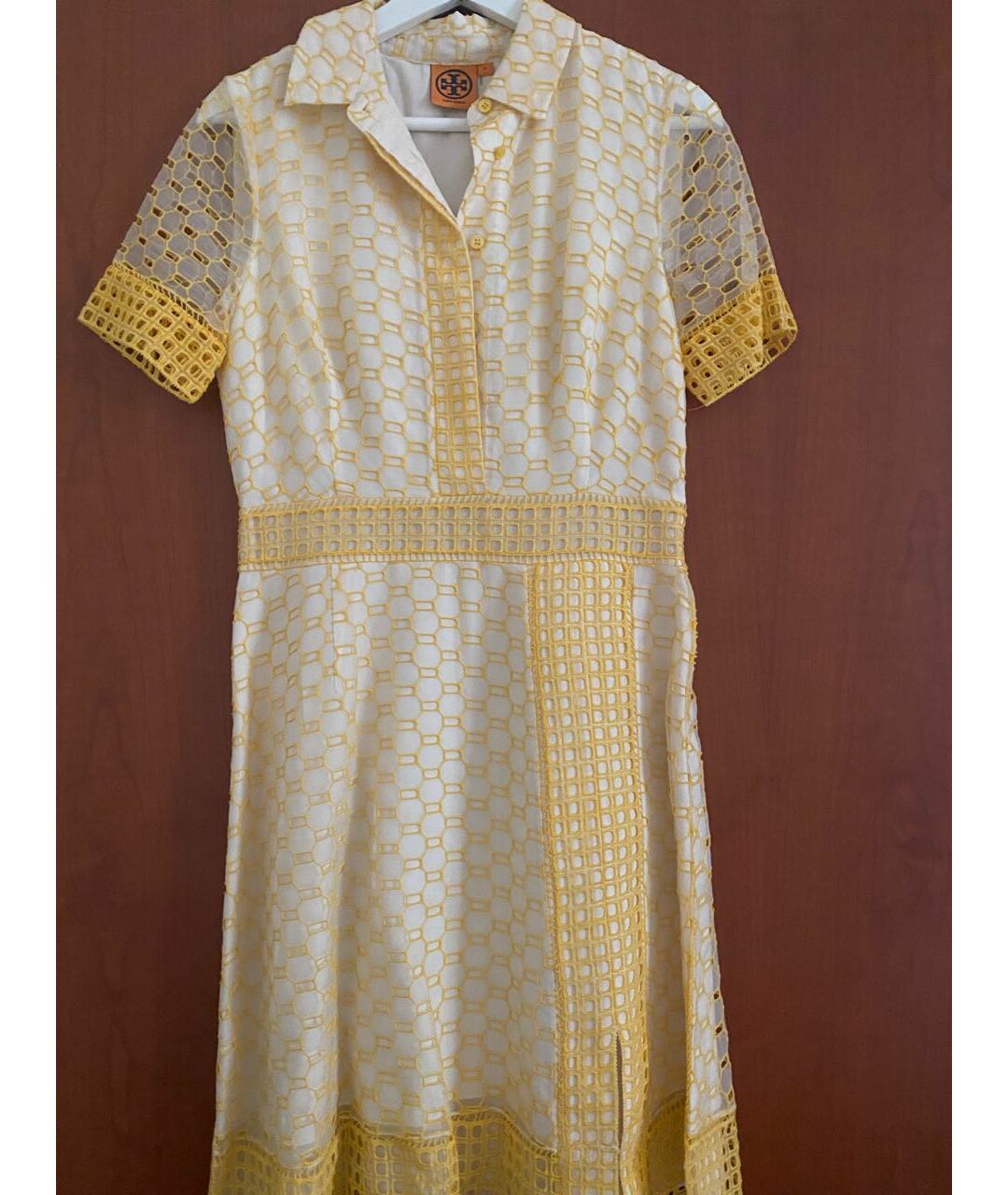 TORY BURCH Желтое шелковое повседневное платье, фото 9