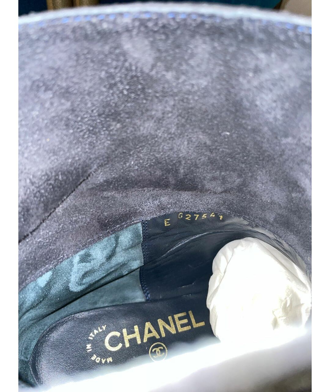 CHANEL Антрацитовые замшевые полусапоги, фото 3