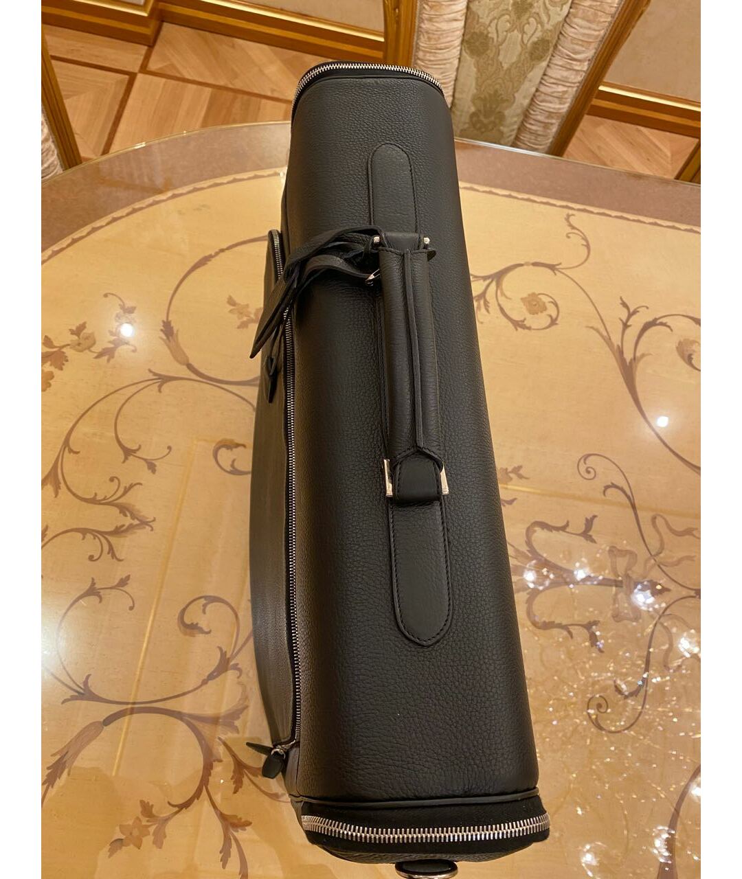 SANTONI Черный кожаный чемодан, фото 7