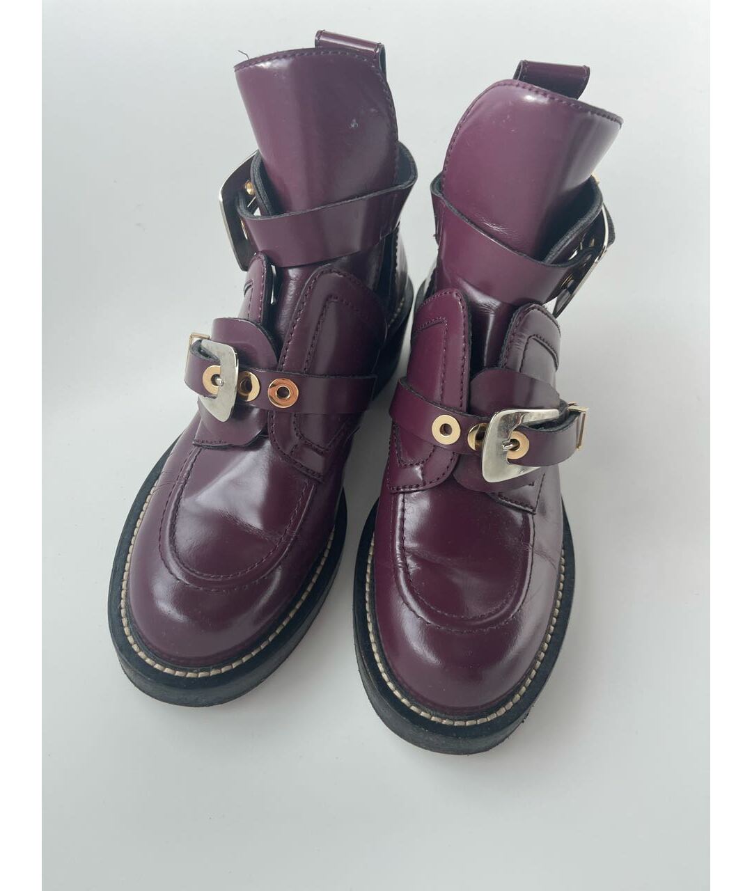 BALENCIAGA Бордовые кожаные ботинки, фото 2