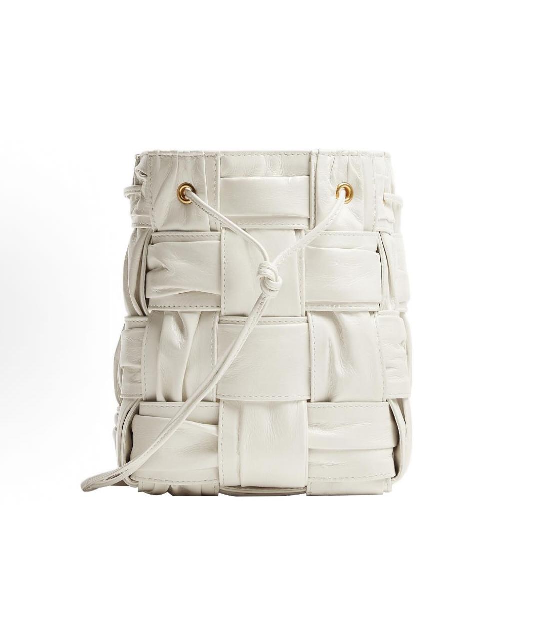 BOTTEGA VENETA Белая кожаная сумка с короткими ручками, фото 2