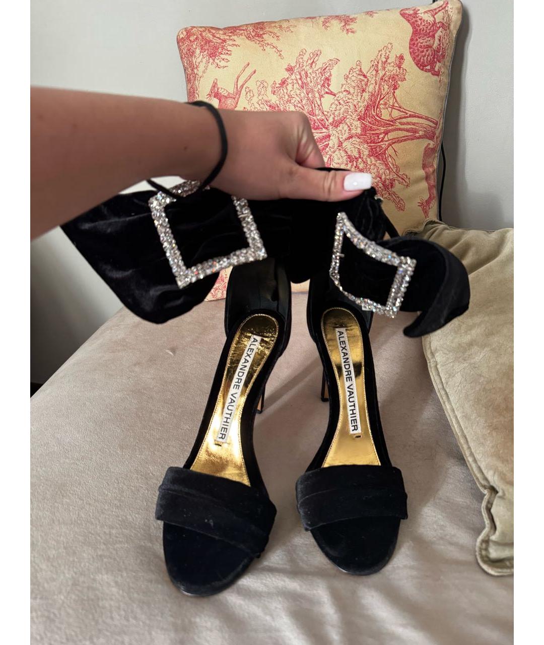 ALEXANDRE VAUTHIER Черные бархатные босоножки, фото 2