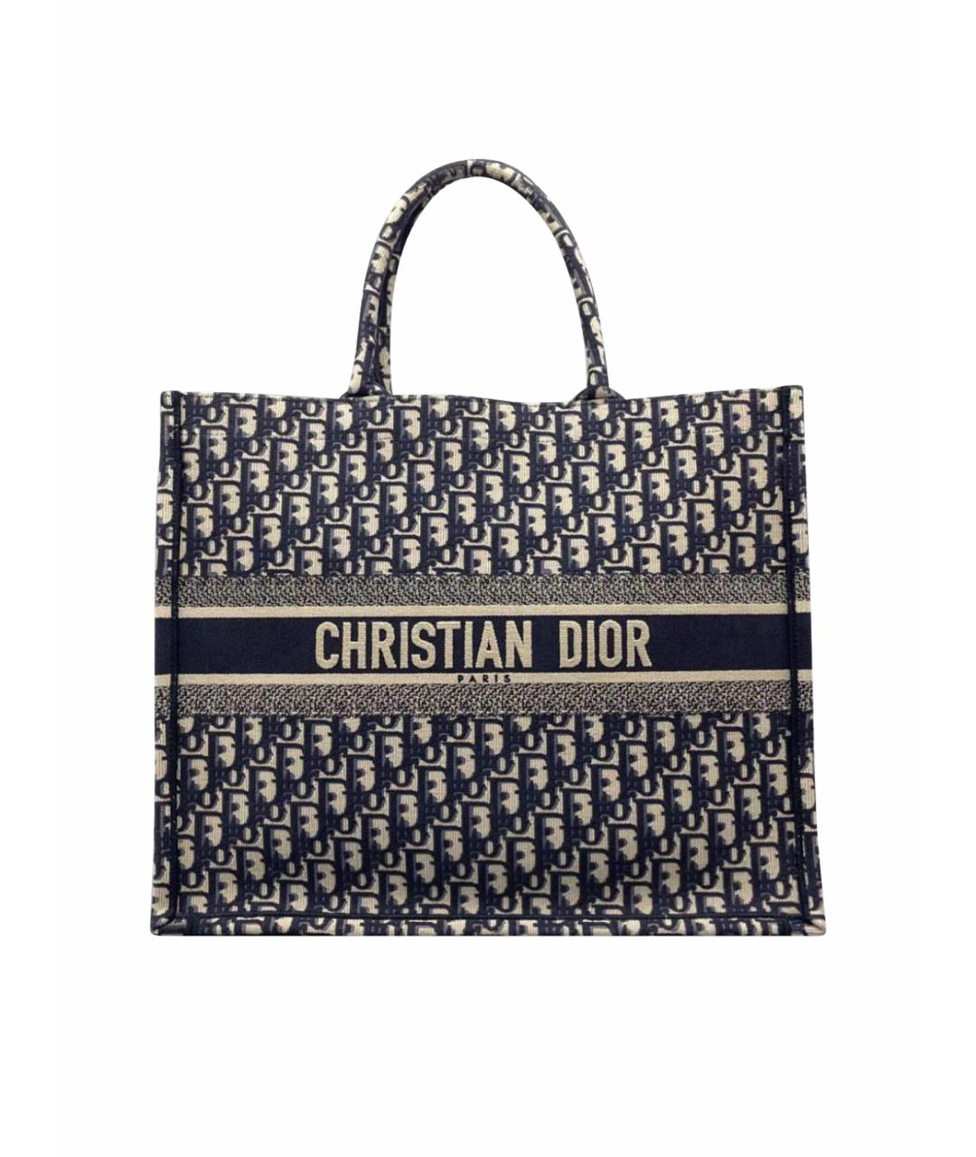 CHRISTIAN DIOR Темно-синяя кожаная сумка тоут, фото 1