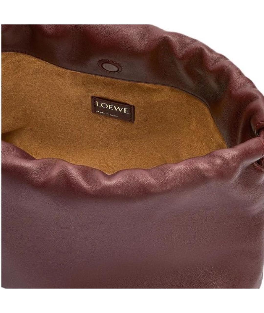 LOEWE Бордовая кожаная сумка с короткими ручками, фото 8