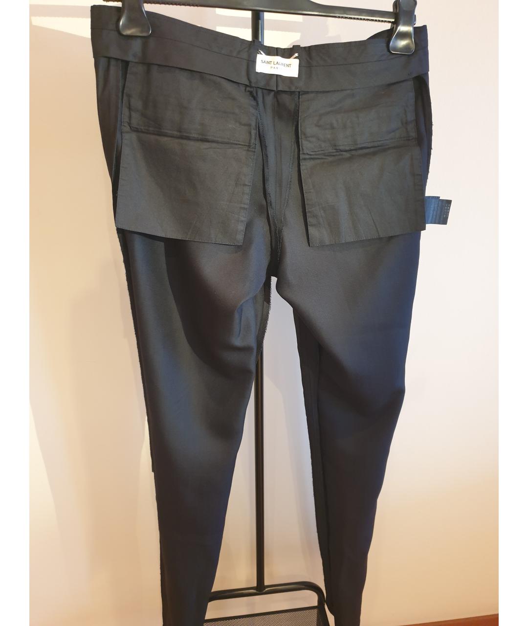 SAINT LAURENT Черные хлопковые классические брюки, фото 4