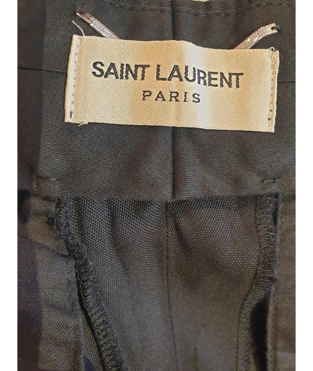 SAINT LAURENT Черные хлопковые классические брюки, фото 5