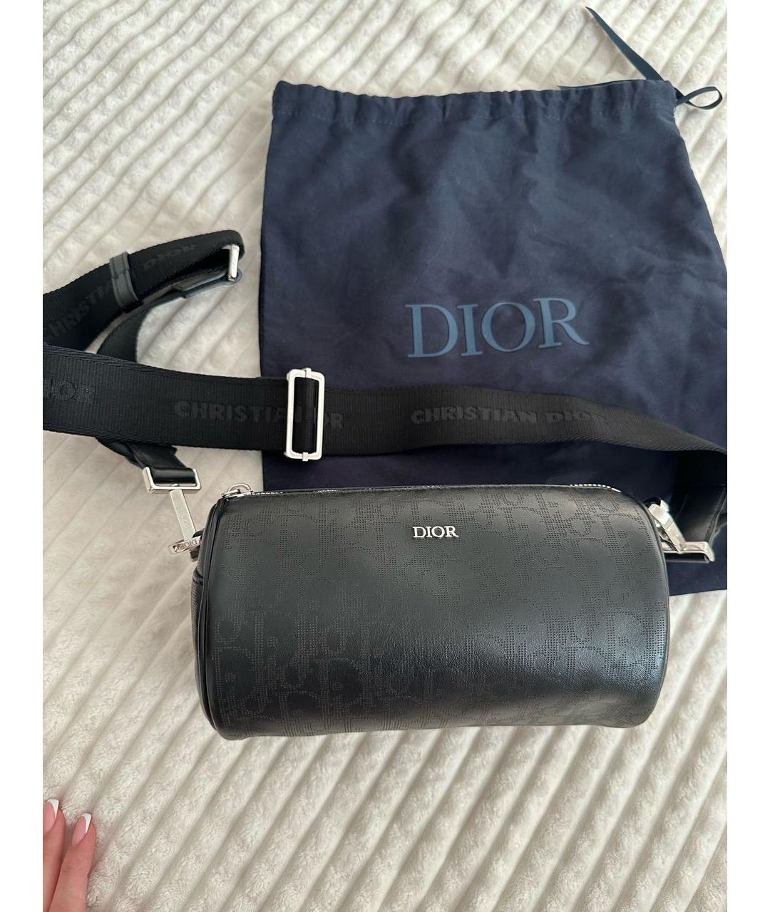 CHRISTIAN DIOR Черная кожаная сумка на плечо, фото 6