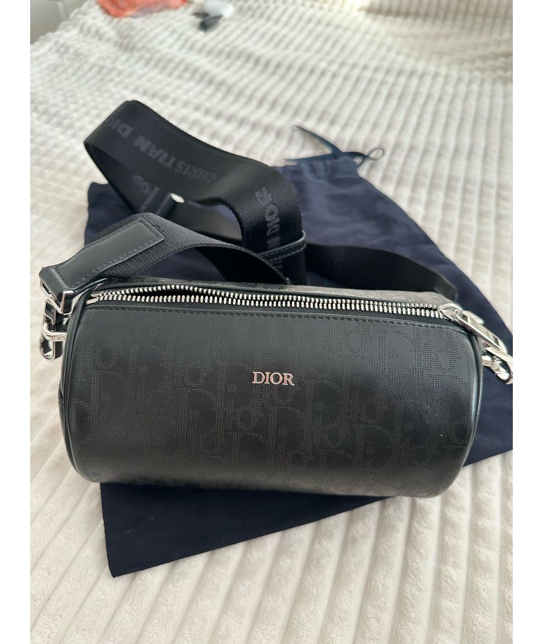 CHRISTIAN DIOR Черная кожаная сумка на плечо, фото 7