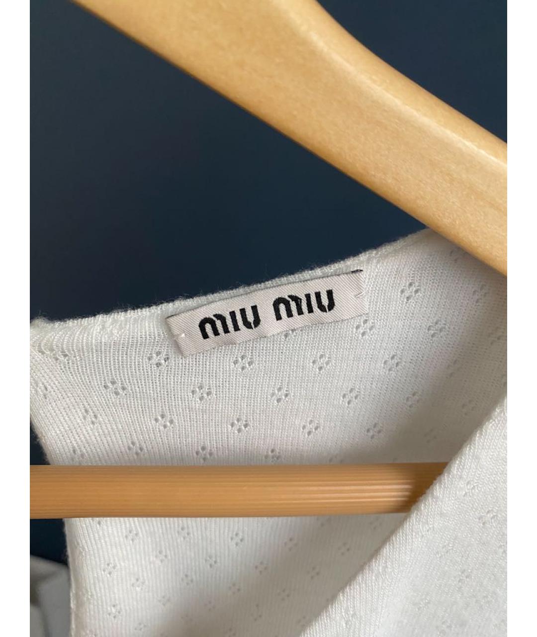 MIU MIU Белое хлопковое повседневное платье, фото 5