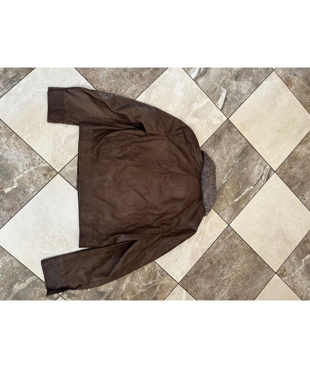 BRUNELLO CUCINELLI Коричневая кожаная куртка, фото 3