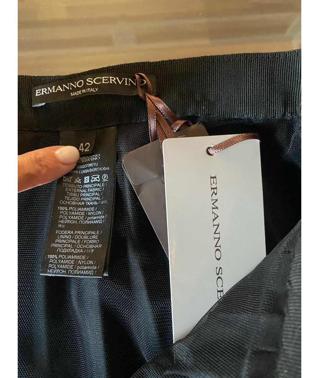 ERMANNO SCERVINO Черная кожаная юбка миди, фото 3
