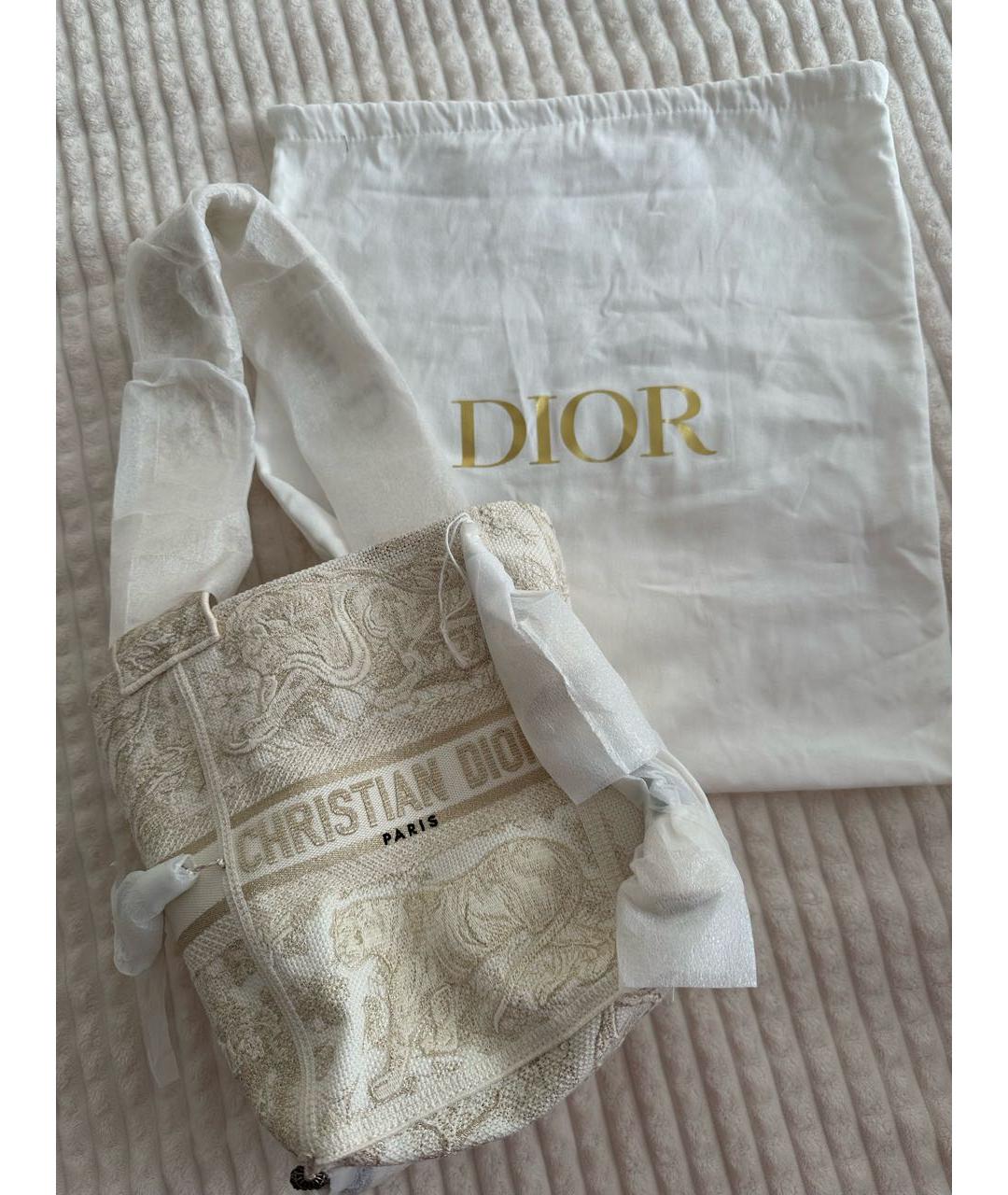 CHRISTIAN DIOR Бежевая жаккардовая пляжная сумка, фото 4