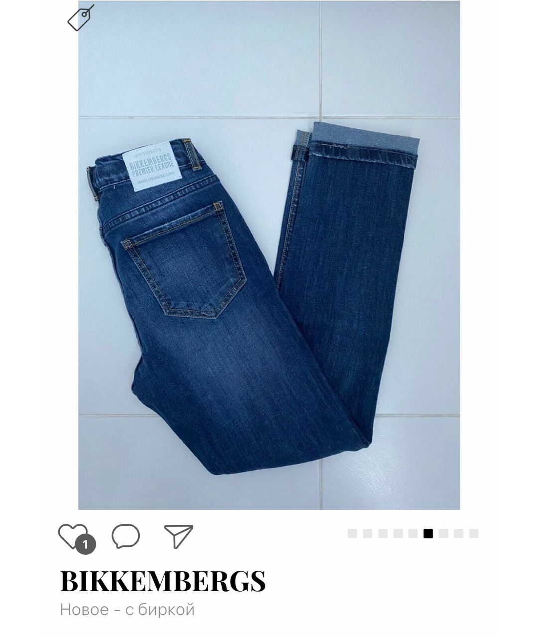 BIKKEMBERGS Синие хлопковые детские джинсы, фото 6
