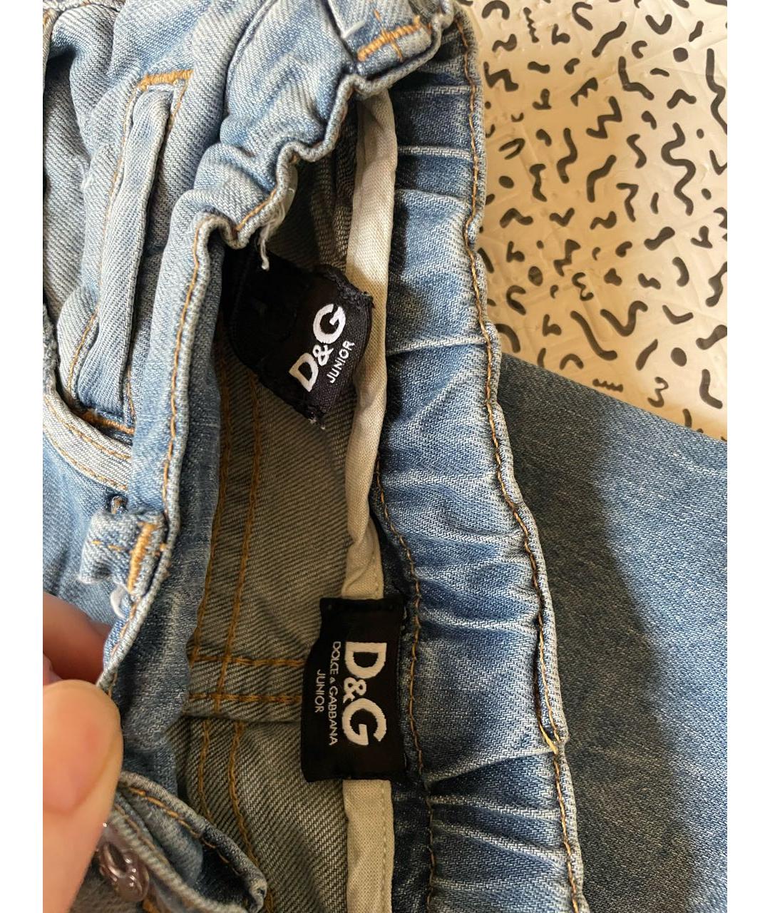 DOLCE&GABBANA Голубые хлопковые детские джинсы, фото 4