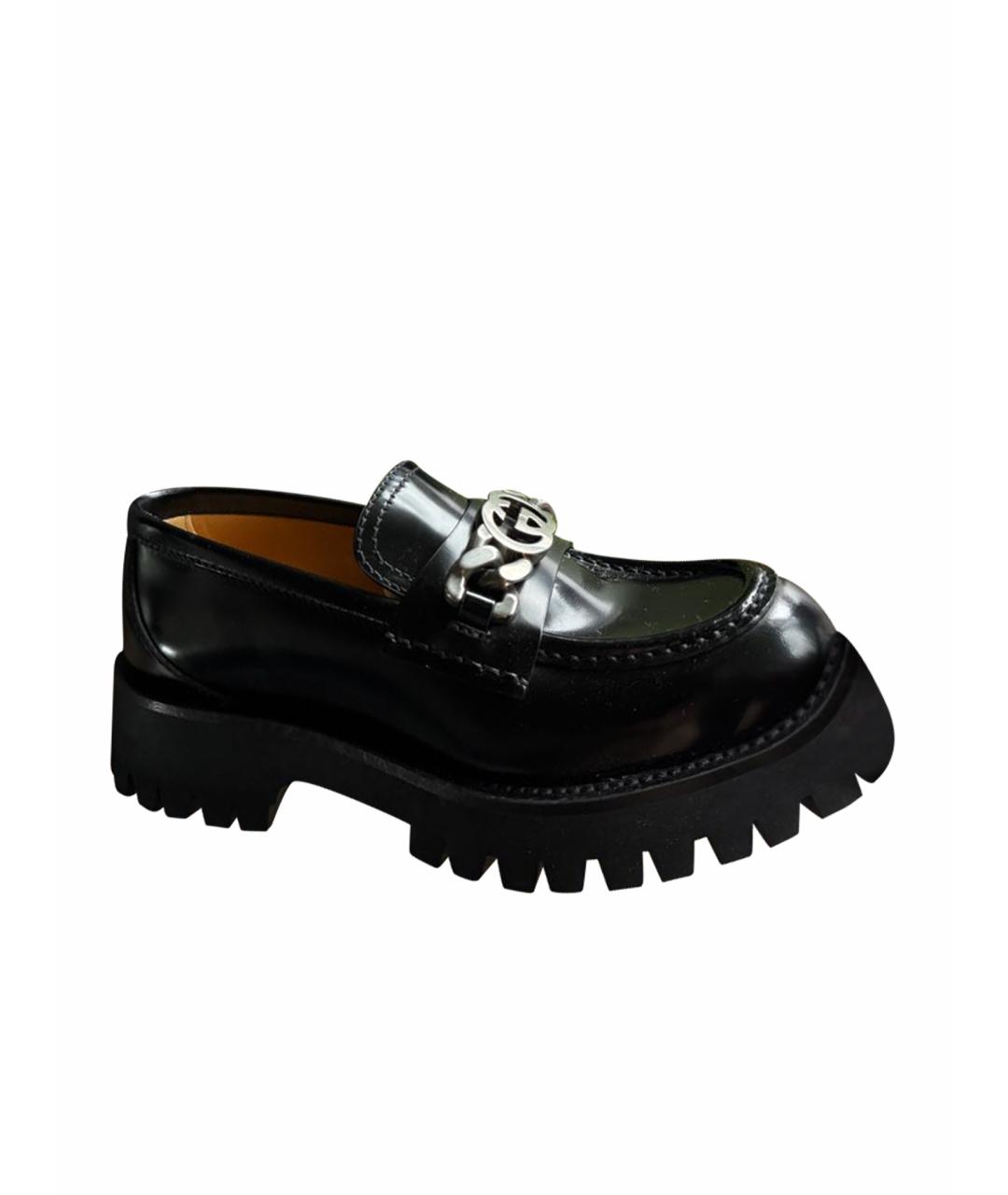 GUCCI Черные лоферы из лакированной кожи, фото 1