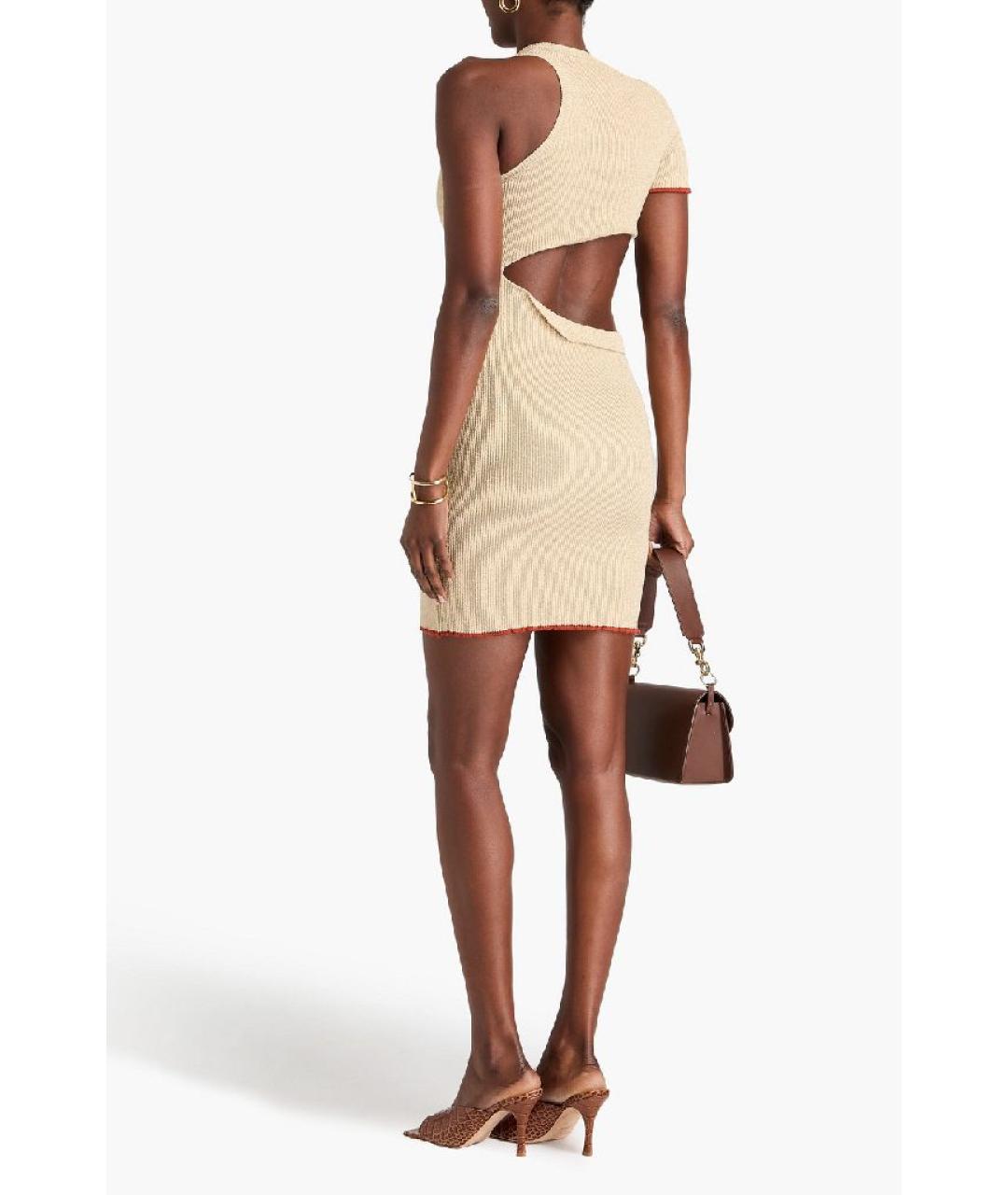 JACQUEMUS Бежевое вискозное повседневное платье, фото 3