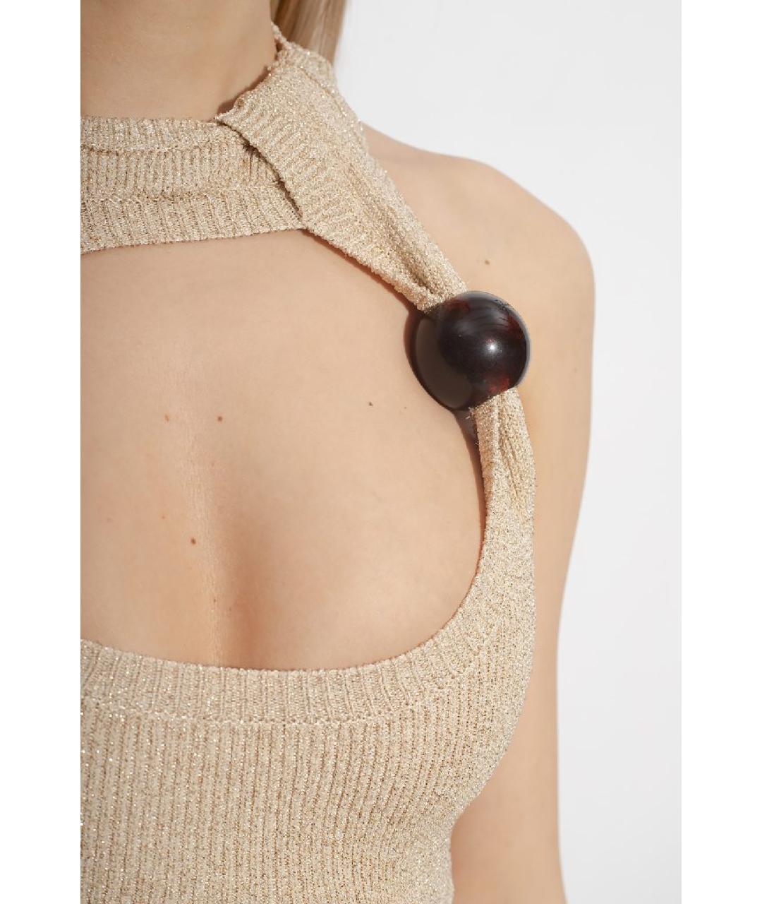 JACQUEMUS Бежевое вискозное повседневное платье, фото 4