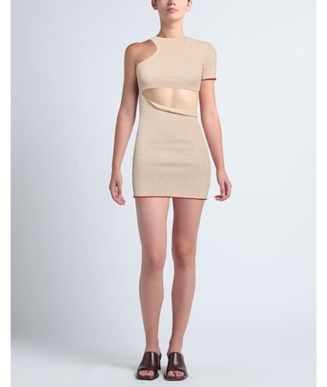 JACQUEMUS Бежевое вискозное повседневное платье, фото 6