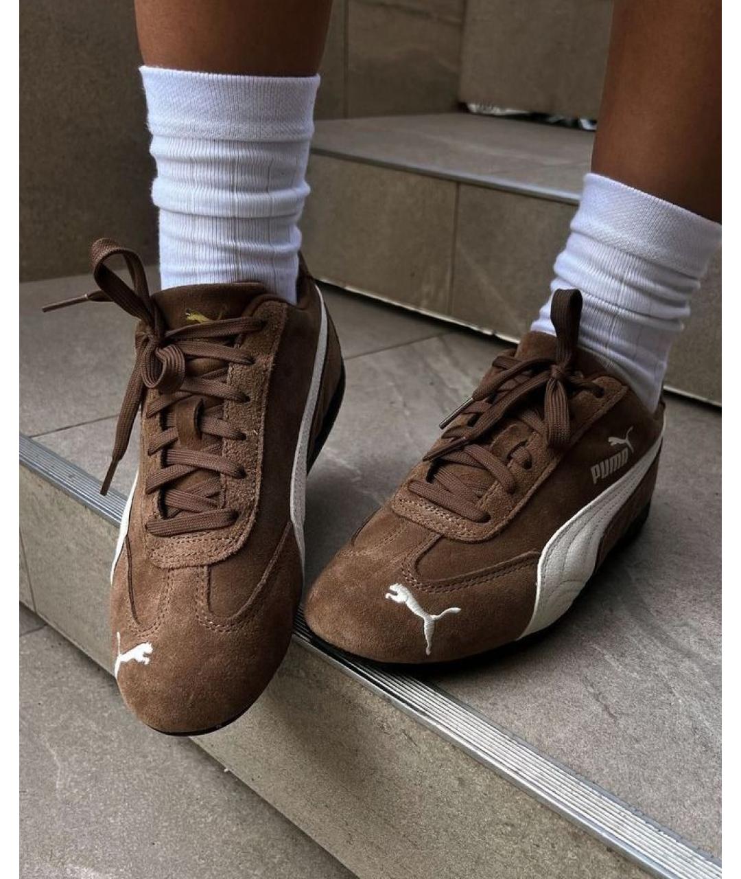 PUMA Коричневые замшевые низкие кроссовки / кеды, фото 5