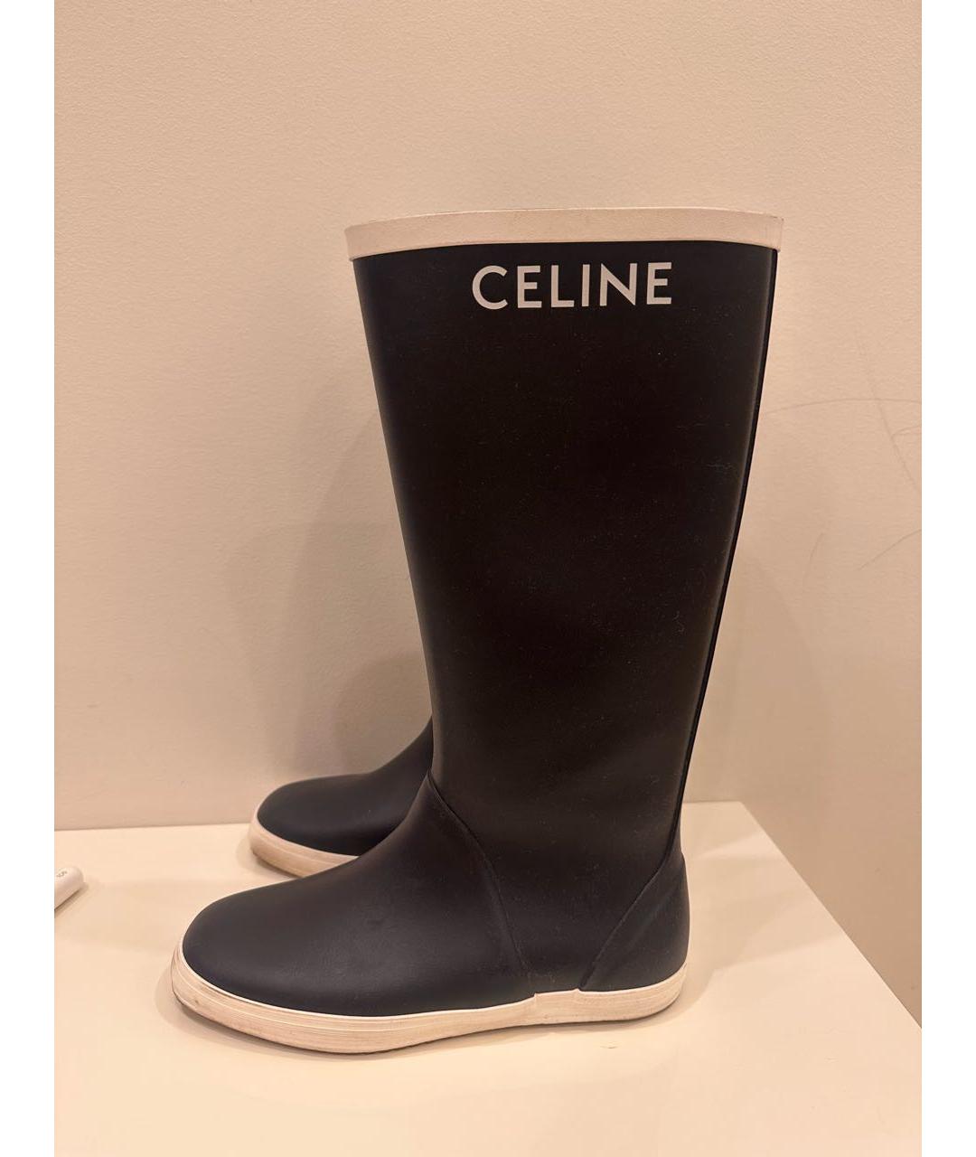 CELINE Темно-синие резиновые сапоги, фото 6