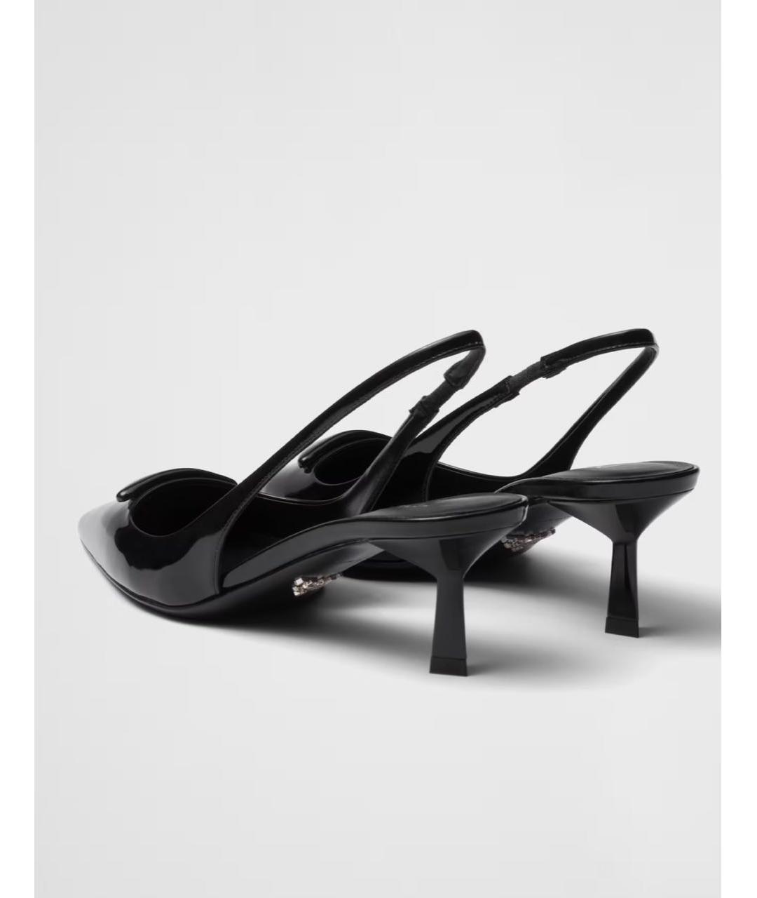 PRADA Черные лодочки на низком каблуке из лакированной кожи, фото 4