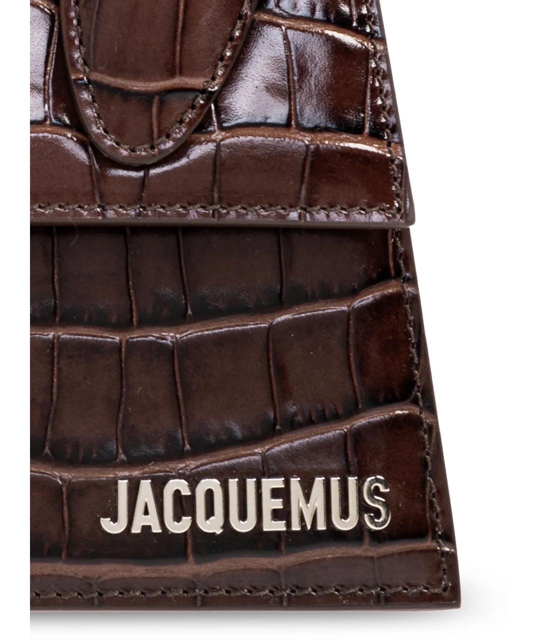 JACQUEMUS Коричневая кожаная сумка с короткими ручками, фото 4