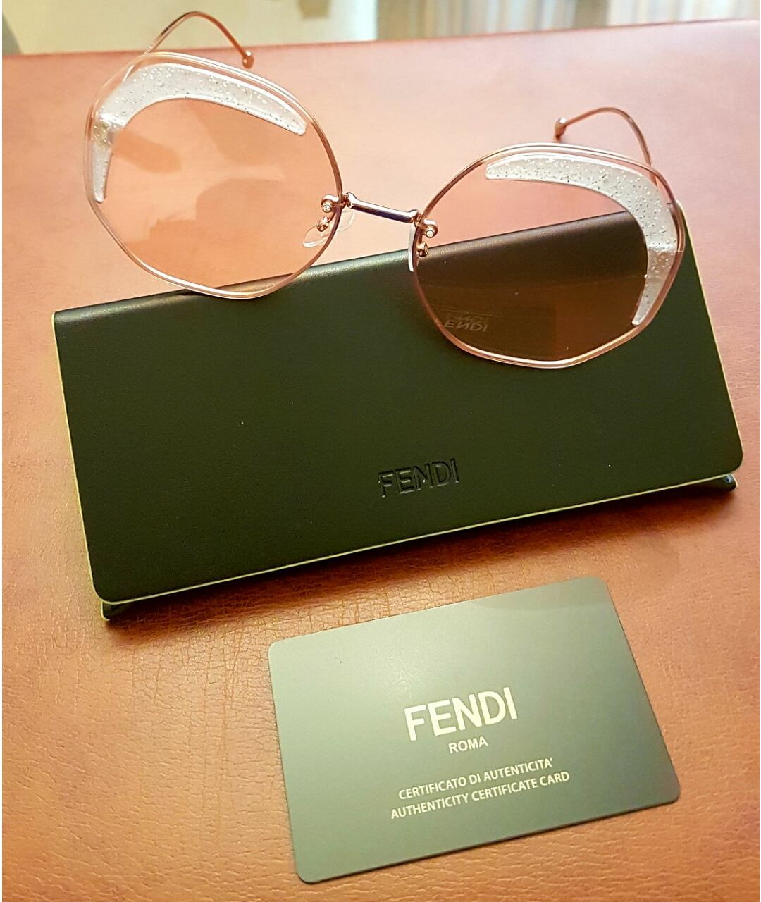 FENDI Розовые металлические солнцезащитные очки, фото 3