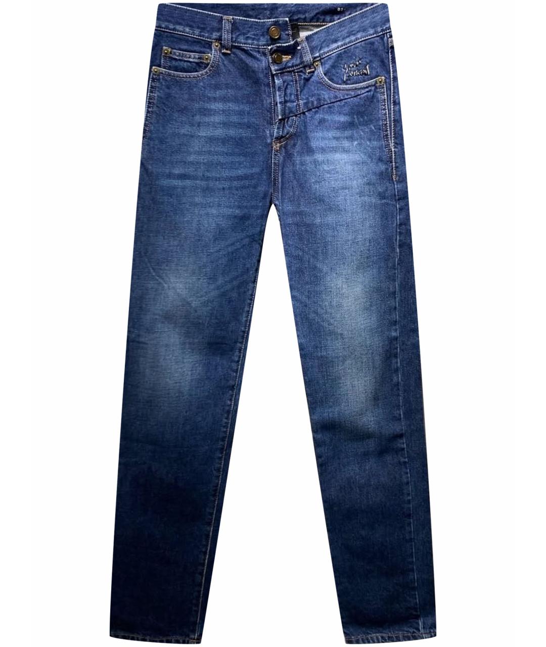 SAINT LAURENT Темно-синие хлопковые прямые джинсы, фото 1
