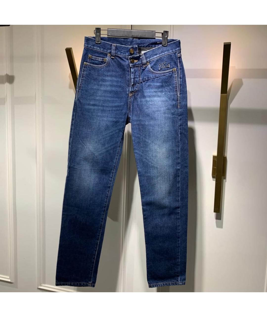 SAINT LAURENT Темно-синие хлопковые прямые джинсы, фото 9