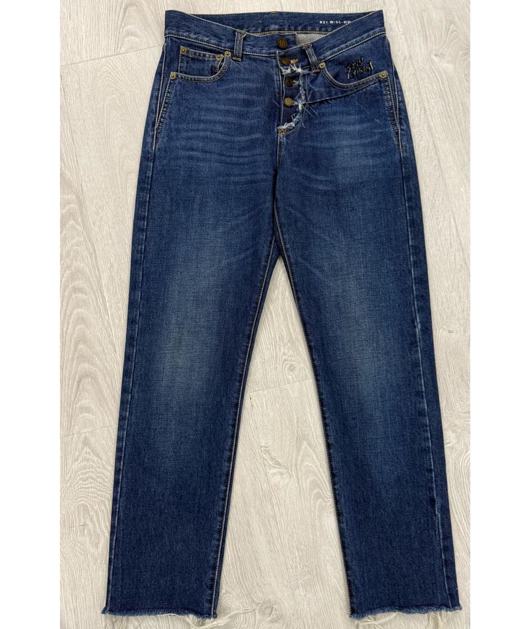 SAINT LAURENT Темно-синие хлопковые прямые джинсы, фото 8