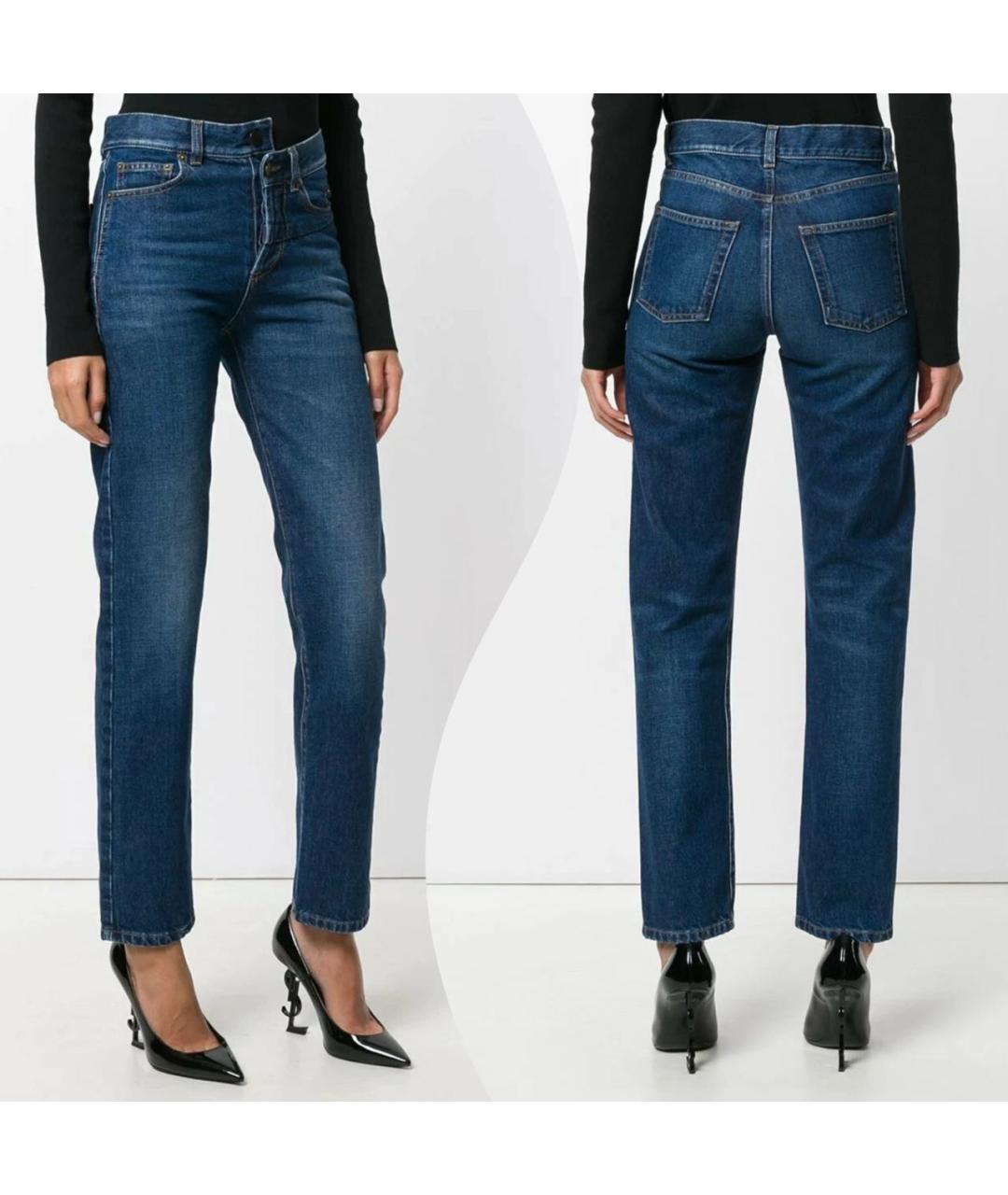 SAINT LAURENT Темно-синие хлопковые прямые джинсы, фото 4