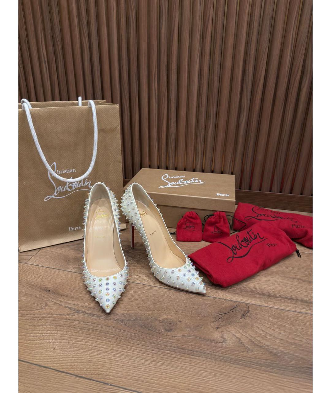 CHRISTIAN LOUBOUTIN Белые кожаные туфли, фото 7
