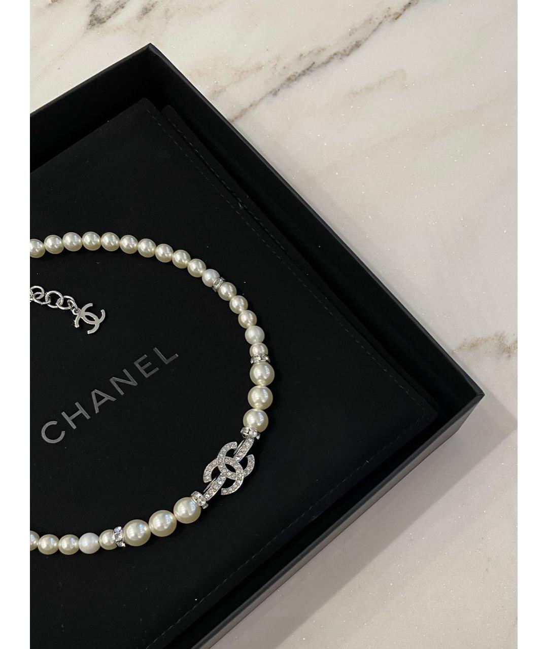CHANEL Белое жемчужное колье, фото 3