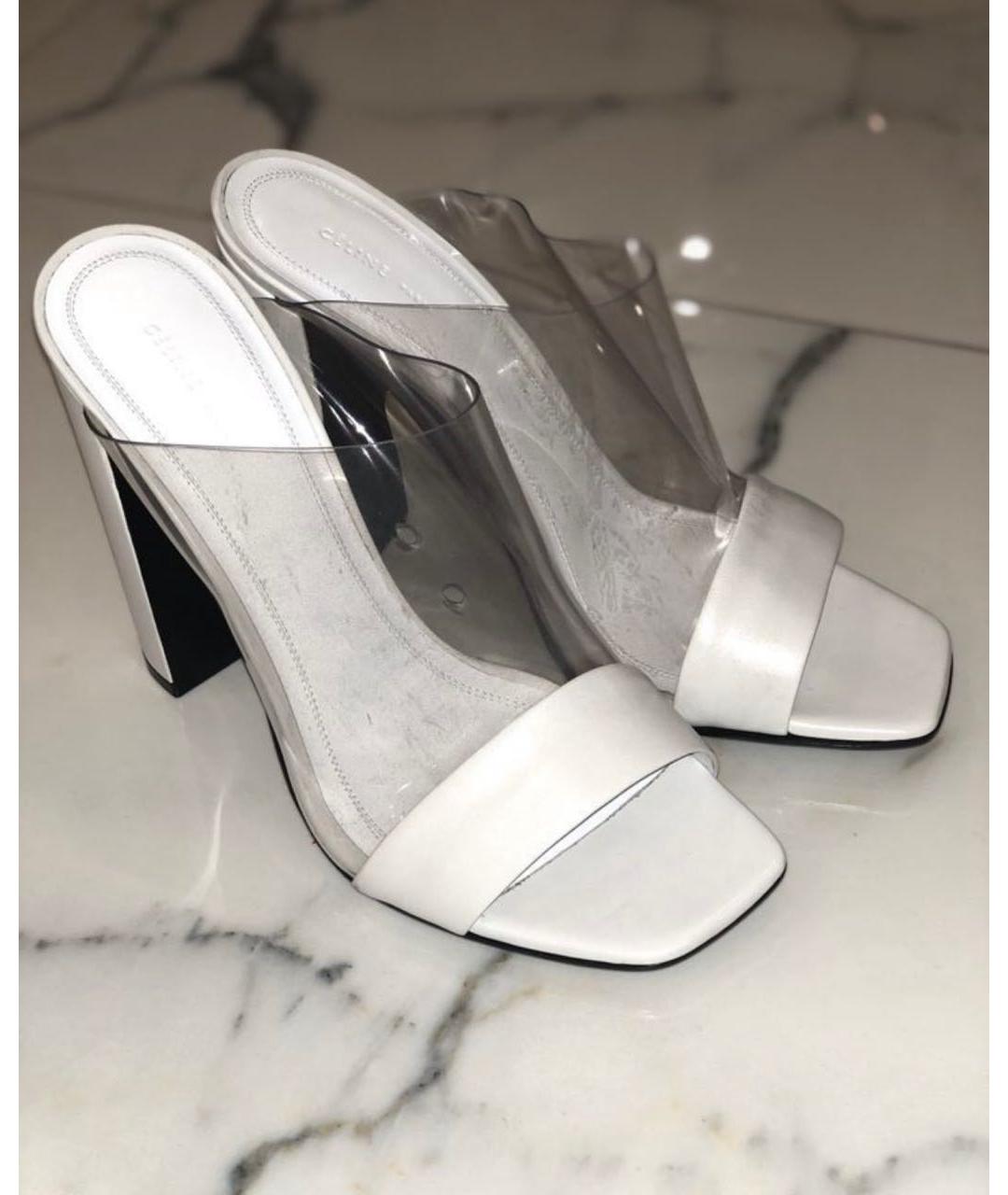 CELINE Белые кожаные босоножки, фото 6