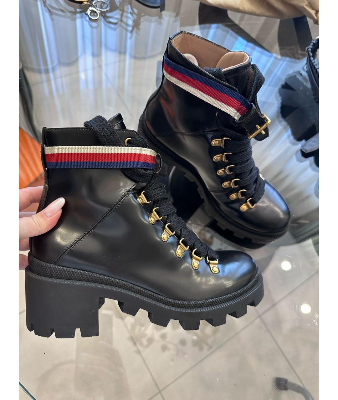 GUCCI Черные кожаные ботинки, фото 8