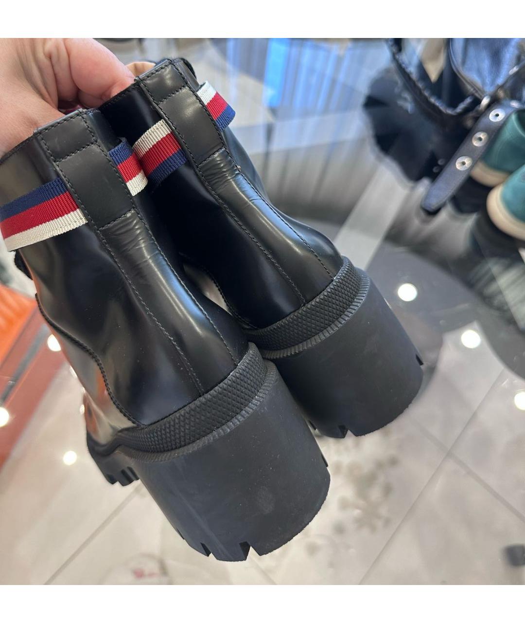 GUCCI Черные кожаные ботинки, фото 5