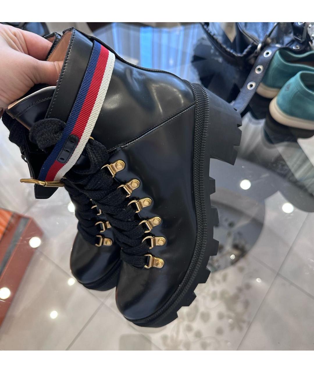 GUCCI Черные кожаные ботинки, фото 3