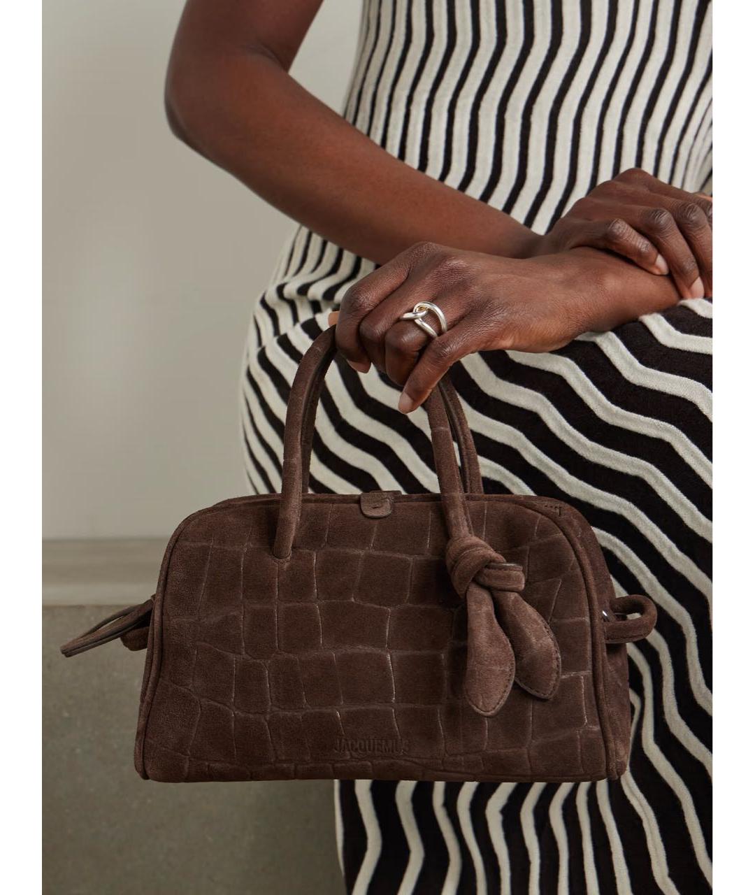 JACQUEMUS Коричневая замшевая сумка тоут, фото 6