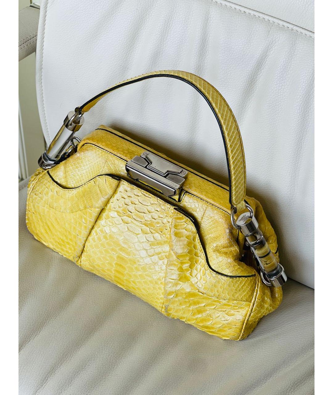 CELINE Желтая сумка тоут из экзотической кожи, фото 4