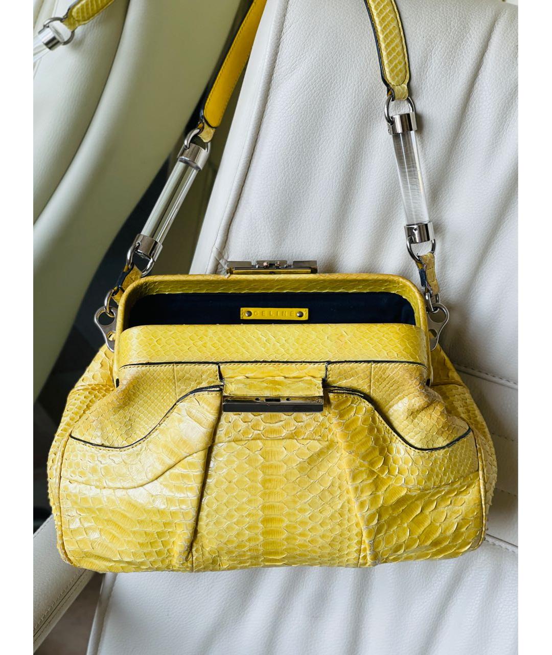 CELINE Желтая сумка тоут из экзотической кожи, фото 5