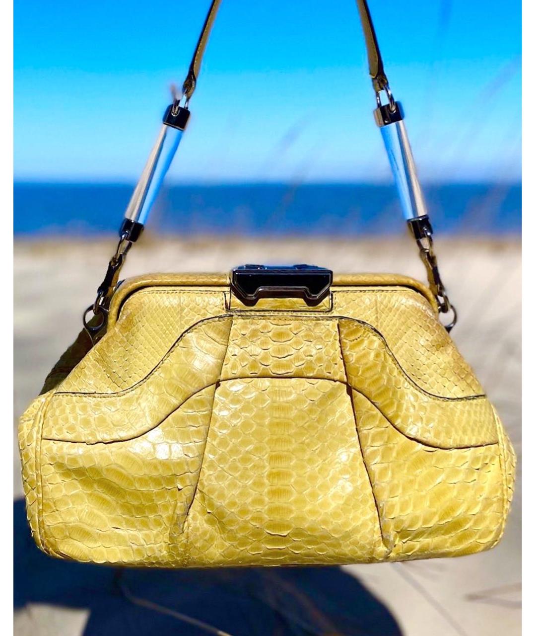 CELINE Желтая сумка тоут из экзотической кожи, фото 2