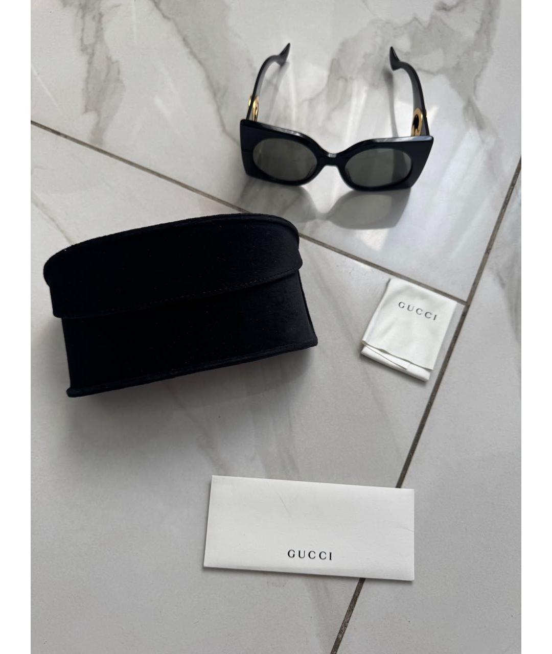 GUCCI Черные солнцезащитные очки из рога буйвола, фото 4