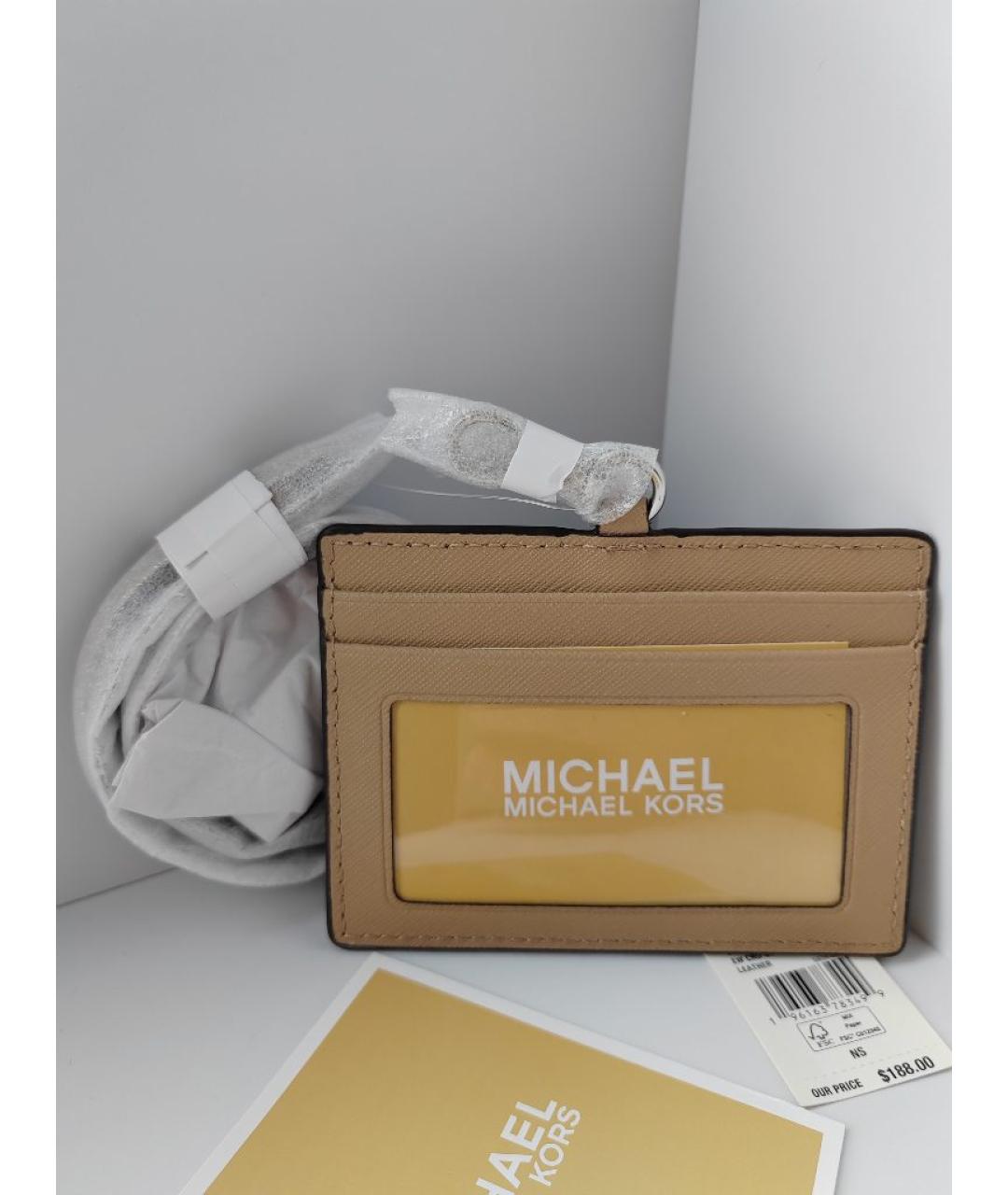MICHAEL KORS Коричневый кожаный кардхолдер, фото 6
